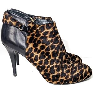 NWOT Longchamp Cheetah Animal Print Le Pliage Heritage Heeled Bootie Size 38